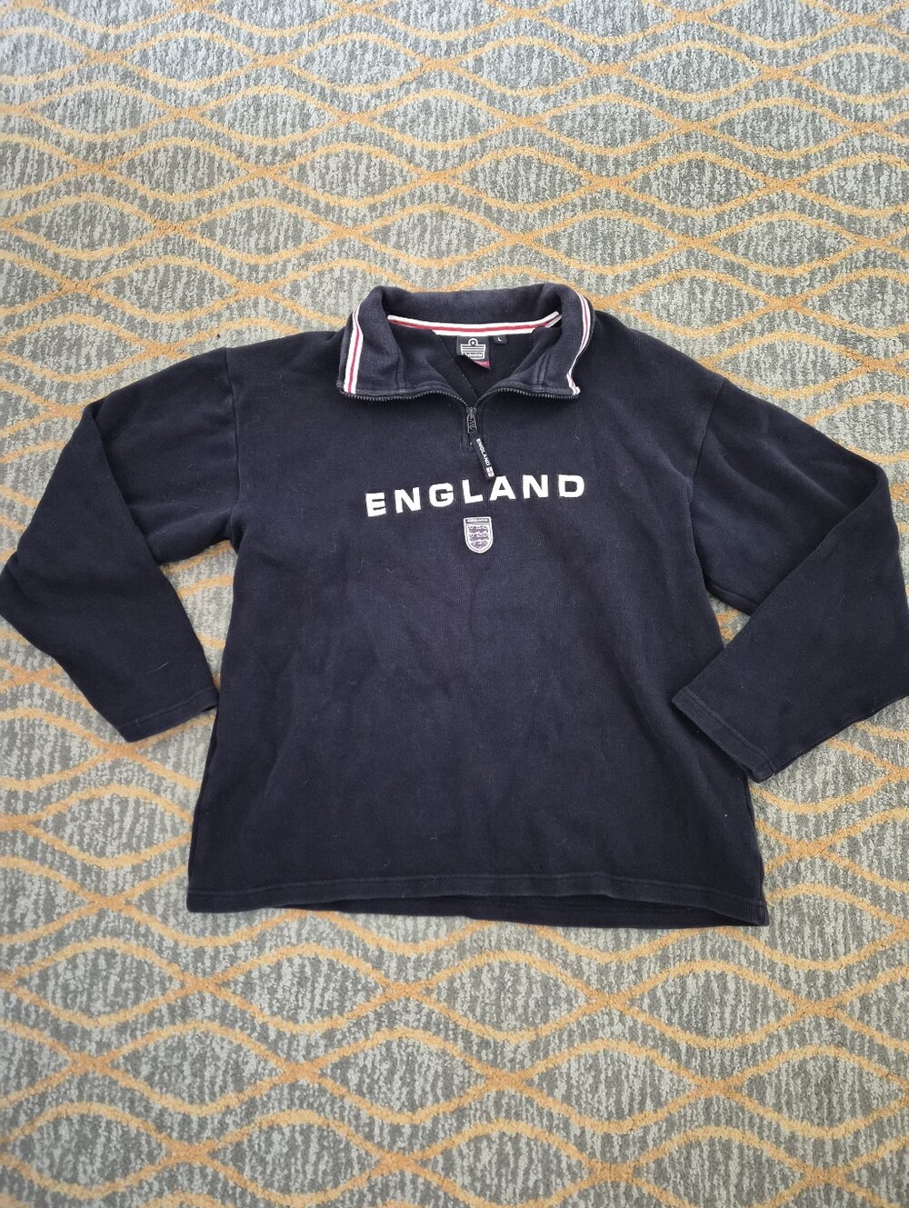 RARE England Navy Half-Zip Pullover Shirt Large